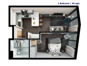 Infinity Waters Liverpool - 1 BR Floor Plan