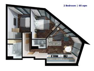 Infinity Waters Liverpool - 2 BR Floor Plan