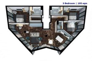 Infinity Waters Liverpool - 3 BR Floor Plan