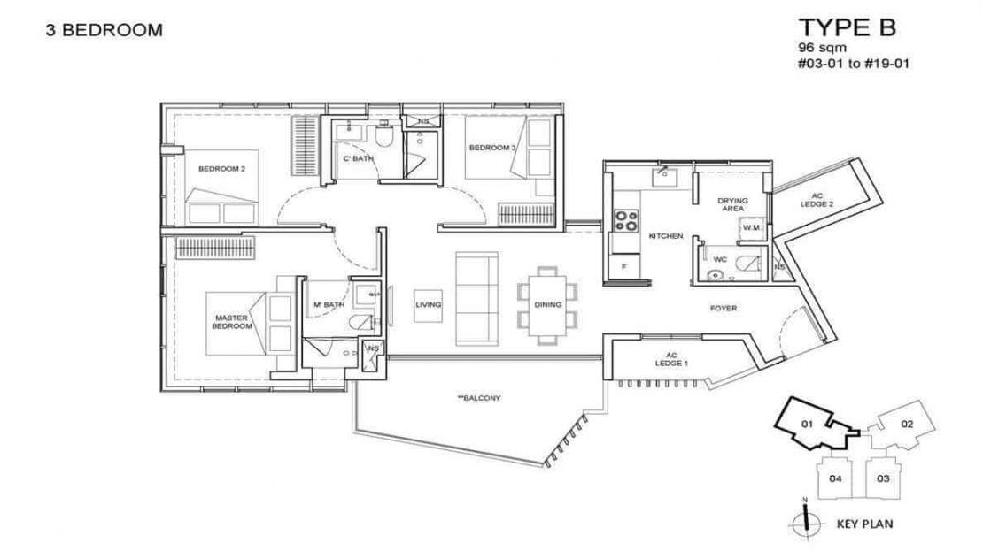 One Meyer - Floor Plan_3 Bedroom Type B