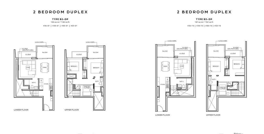 Midtown Bay - 2 Bedroom Duplex Floor Plan