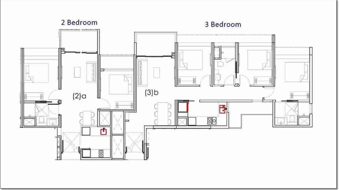 Penrose Draft 2 and 3 BR floor plan